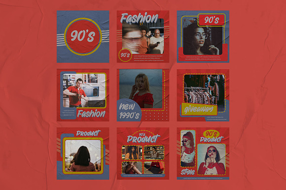 Fashion 90's Instagram Templates in Instagram Templates - product preview 1