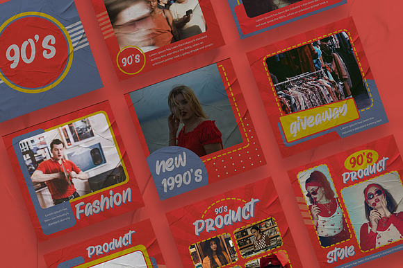 Fashion 90's Instagram Templates in Instagram Templates - product preview 4