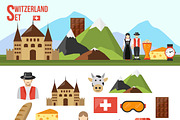 Switzerland symbols icons set