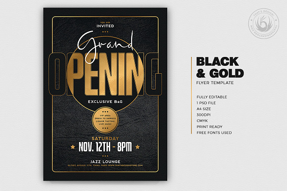 Black and Gold Flyer Template V16 in Flyer Templates - product preview 1