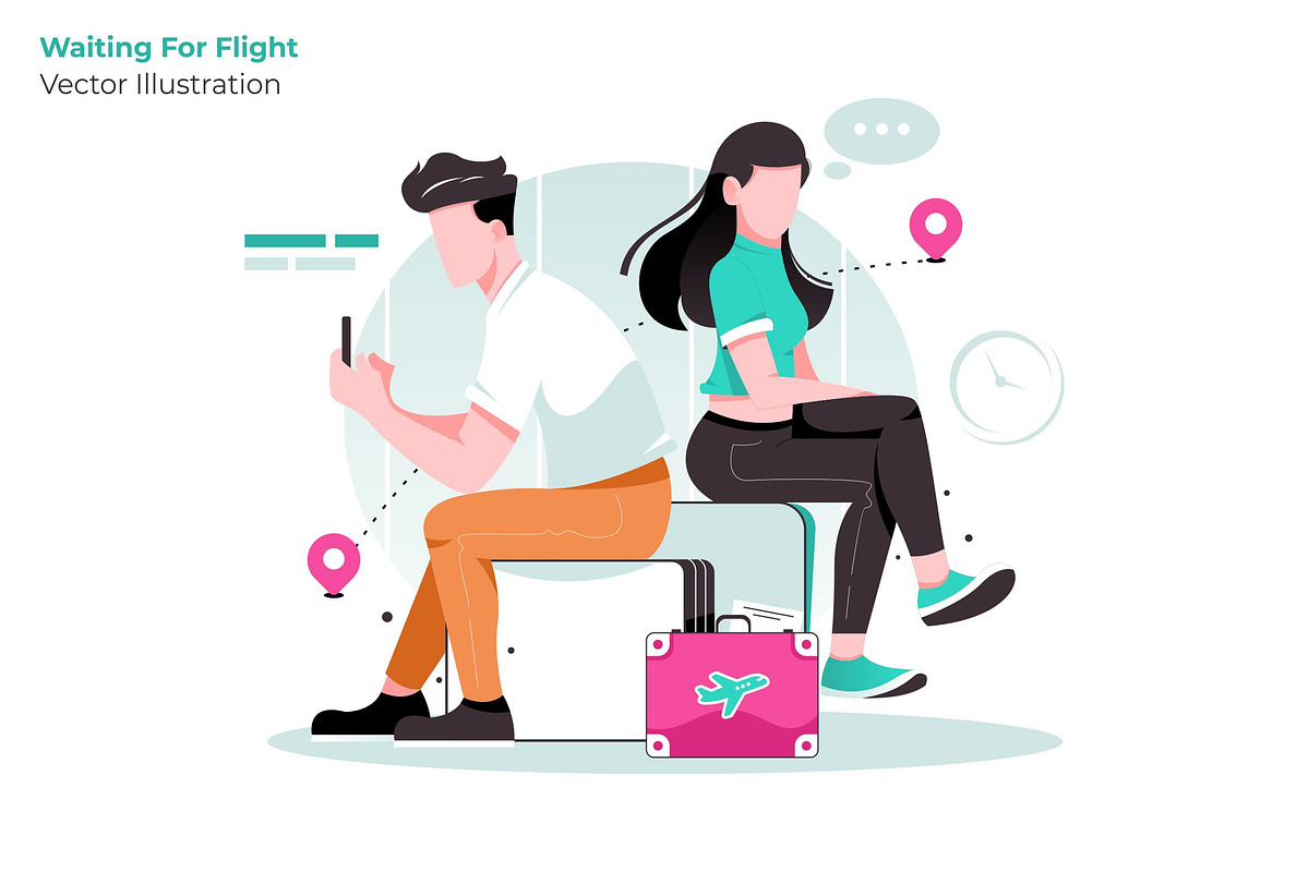 Waiting Flight - Vector Illustration in Illustrations - product preview 8