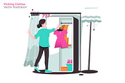 Picking Clothes - Vector Illustratio