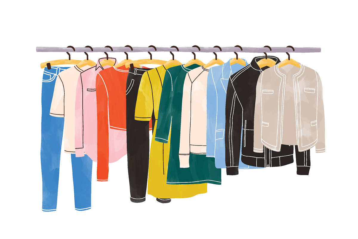 Clothes on hangers in Illustrations - product preview 8
