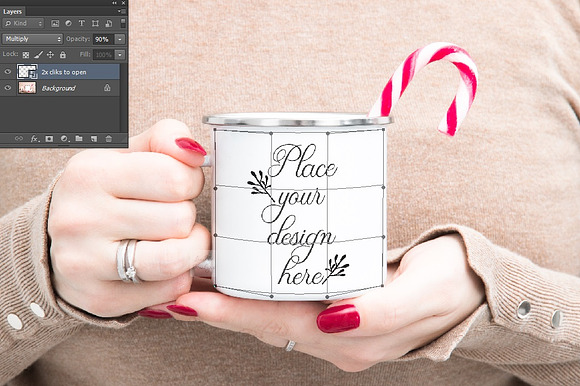 Woman holding Enamel mug mockup in Product Mockups - product preview 2