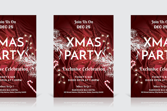 Xmas Party Flyer Template in Invitation Templates - product preview 3