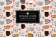 Hygge Cups 8 Seamless Patterns