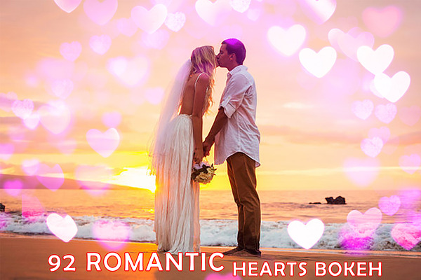 Romantic bokeh heart photo overlays