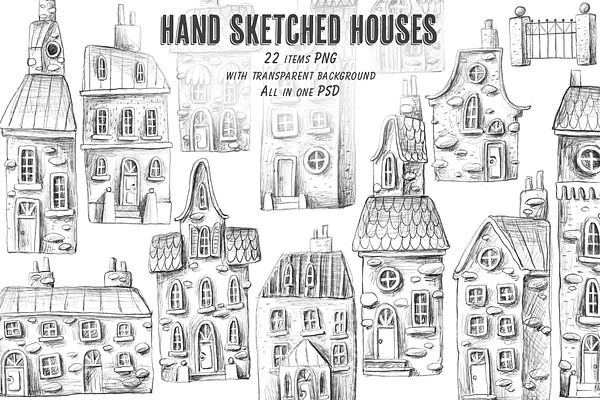 ☼ SALE 50% ☼ Sketched houses