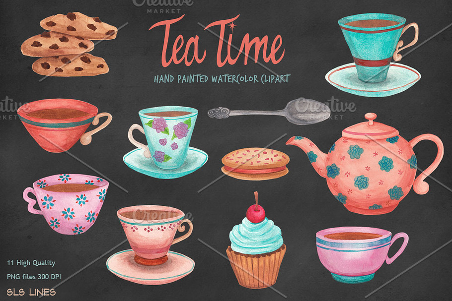 Tea Cups & Cookies in Illustrations - product preview 8