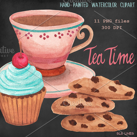 Tea Cups & Cookies in Illustrations - product preview 2