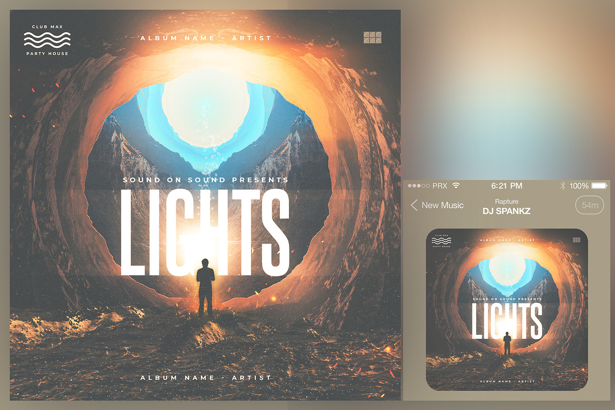Lights Music Album Cover Art in Social Media Templates - product preview 8