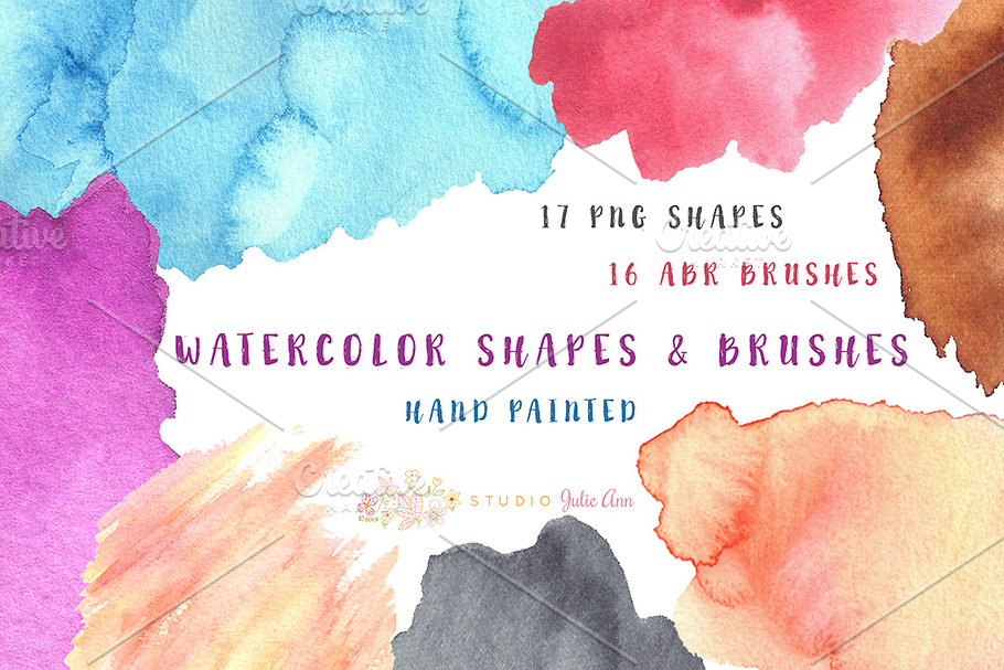 Watercolor Splotches Shapes Brushes in Textures - product preview 8