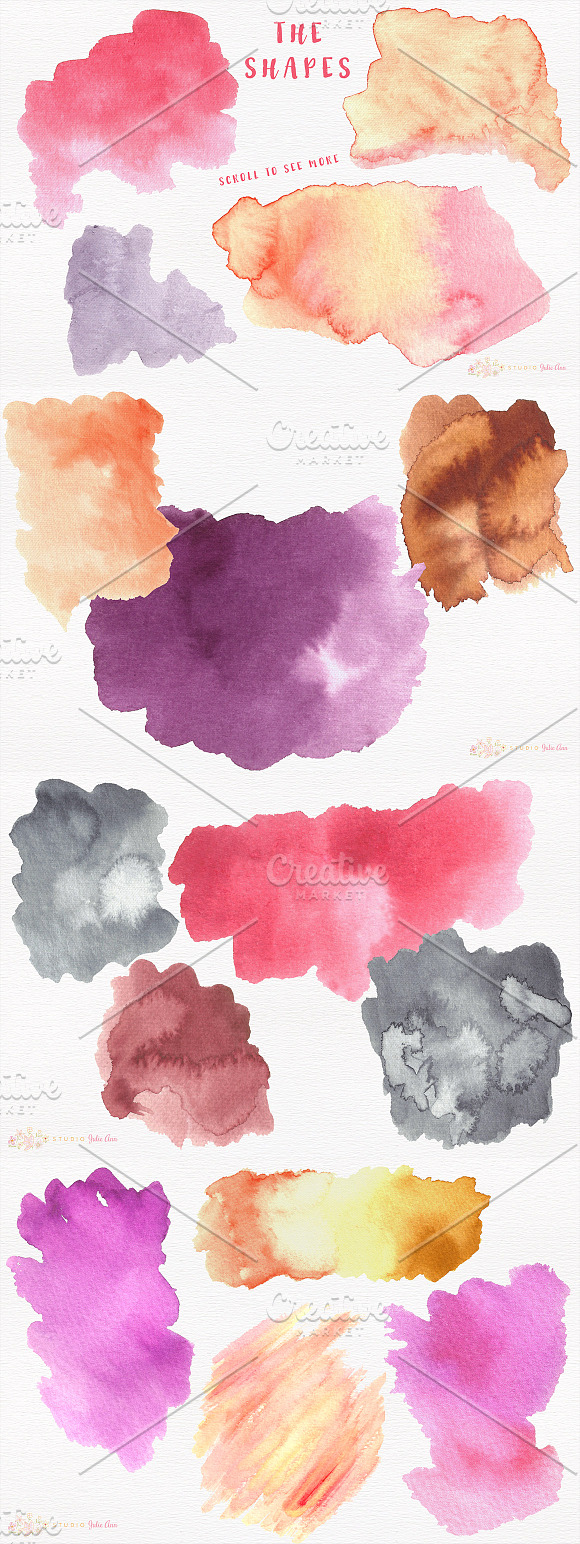 Watercolor Splotches Shapes Brushes in Textures - product preview 1
