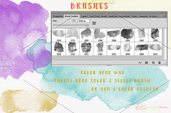 Watercolor Splotches Shapes Brushes in Textures - product preview 3