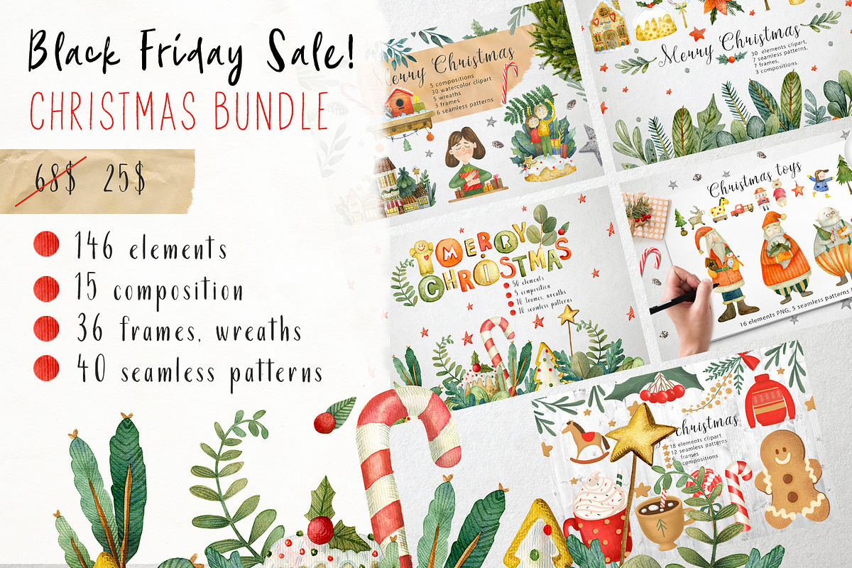 Black Friday Sale! Christmas Bundle in Illustrations - product preview 8