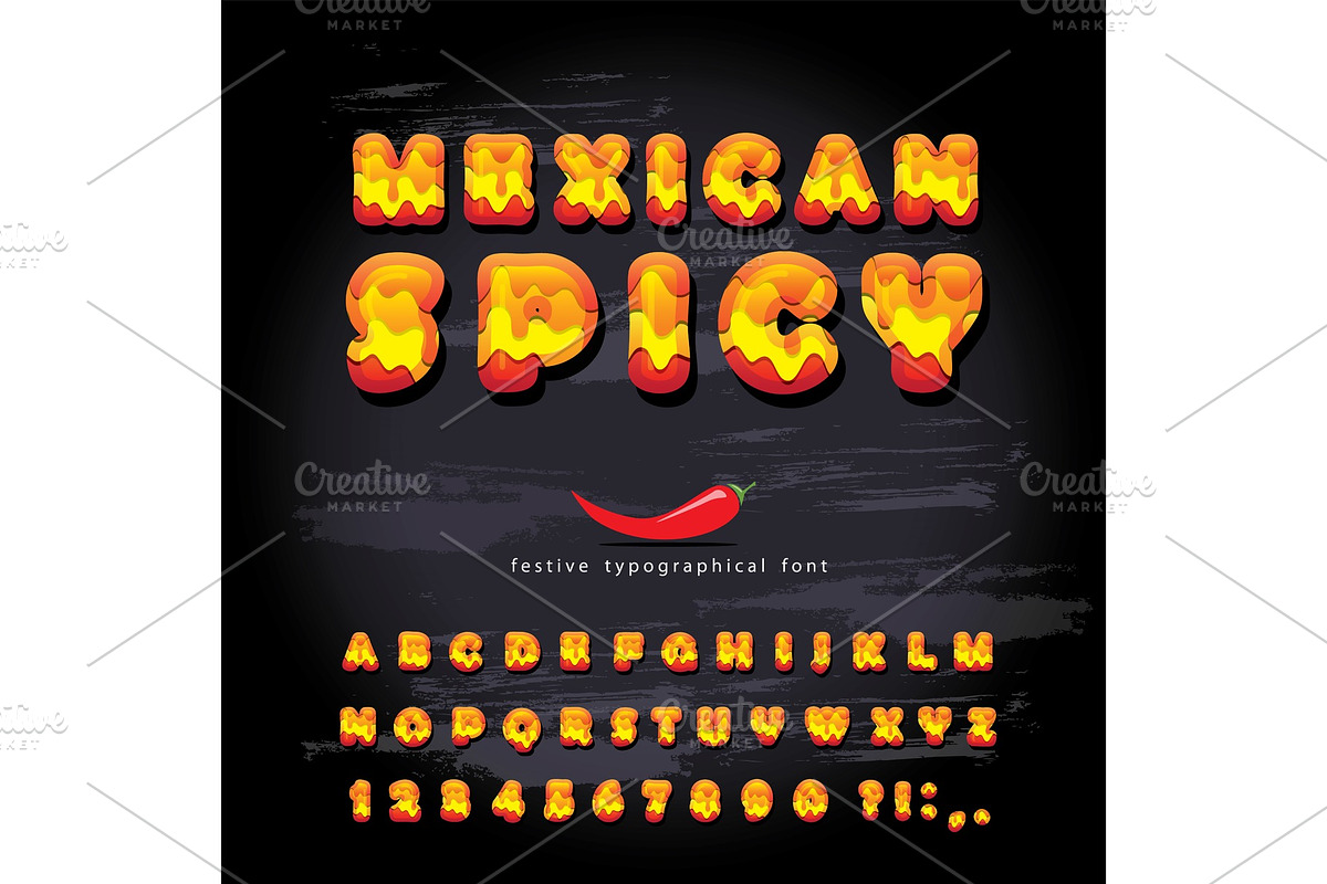 Mexican spicy cartoon letters. Hot in Symbol Fonts - product preview 8