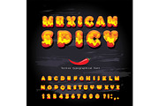 Mexican spicy cartoon letters. Hot