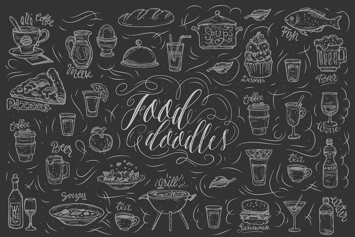 Food doodles in Illustrations - product preview 8