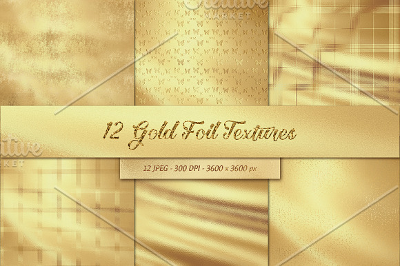 12 Gold Foil Textures in Textures - product preview 1
