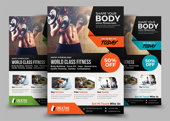 Fitness Flyer Bundle Print Templates in Flyer Templates - product preview 5