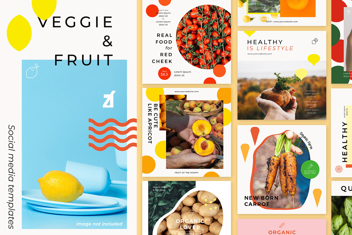 Veggie and fruit social media in Instagram Templates - product preview 8