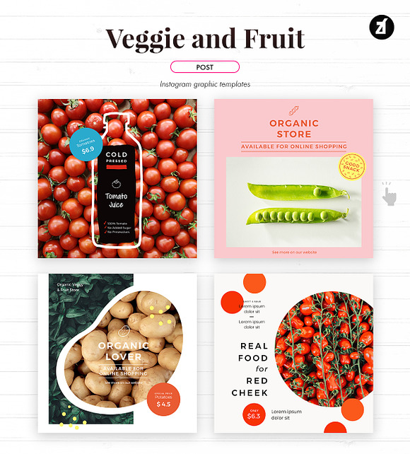 Veggie and fruit social media in Instagram Templates - product preview 2