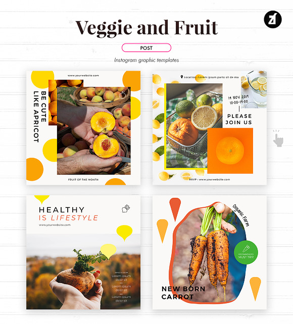 Veggie and fruit social media in Instagram Templates - product preview 3