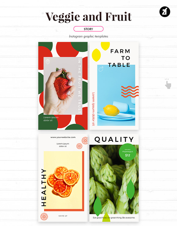 Veggie and fruit social media in Instagram Templates - product preview 4