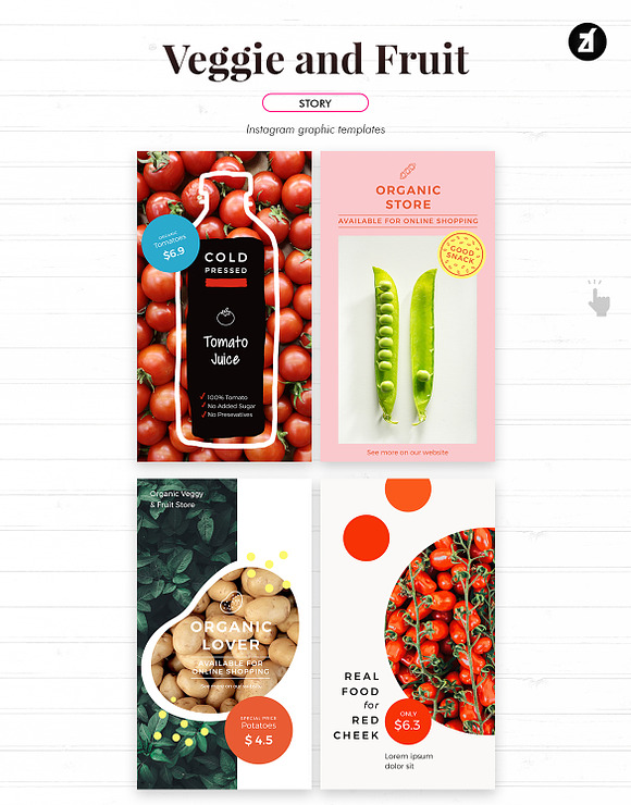 Veggie and fruit social media in Instagram Templates - product preview 5