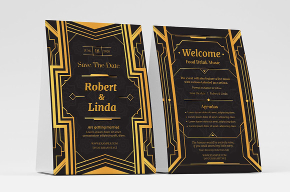 Art Deco Flyers ~ Black & Gold in Invitation Templates - product preview 1