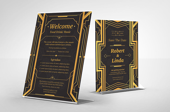 Art Deco Flyers ~ Black & Gold in Invitation Templates - product preview 3
