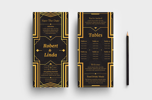 Art Deco Flyers ~ Black & Gold in Invitation Templates - product preview 4