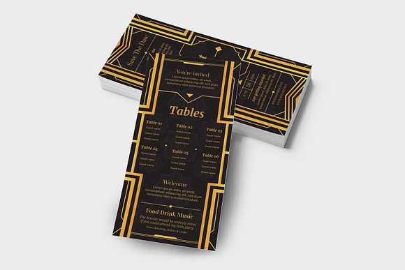Art Deco Flyers ~ Black & Gold in Invitation Templates - product preview 6