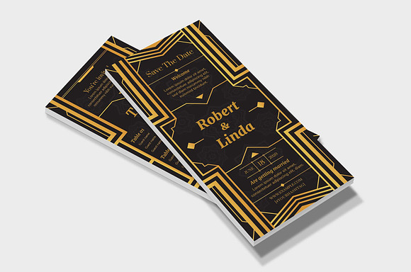 Art Deco Flyers ~ Black & Gold in Invitation Templates - product preview 7
