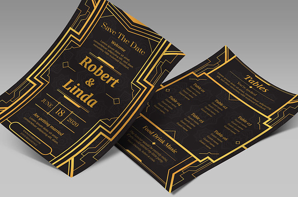 Art Deco Flyers ~ Black & Gold in Invitation Templates - product preview 9