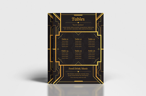 Art Deco Flyers ~ Black & Gold in Invitation Templates - product preview 11