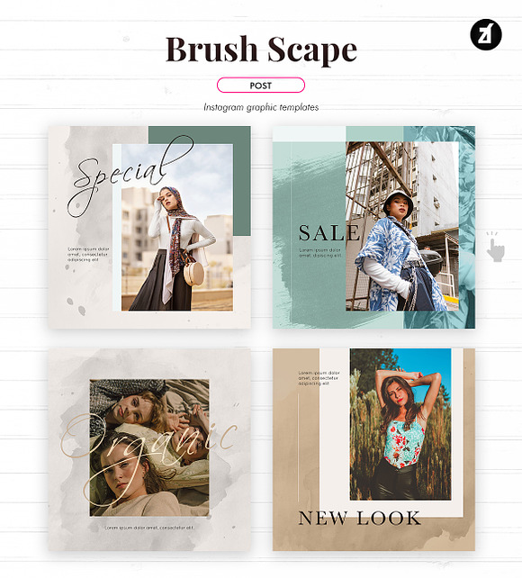 Brush scape social media graphic in Instagram Templates - product preview 2