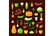 Various vegetables color flat vector