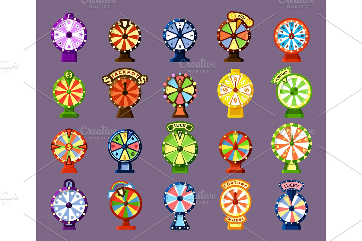 Lucky wheels flat vector color icons in Objects - product preview 8