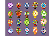 Lucky wheels flat vector color icons