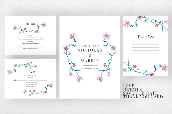Watercolor Floral Wedding Suite in Wedding Templates - product preview 2