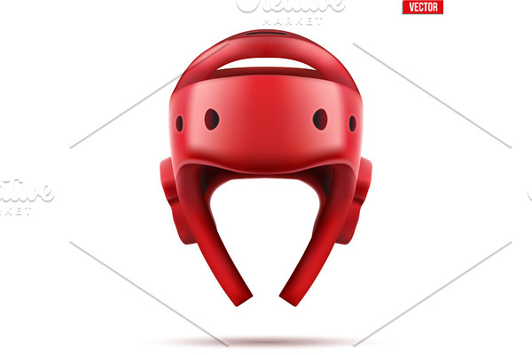 Red Taekwondo helmet
