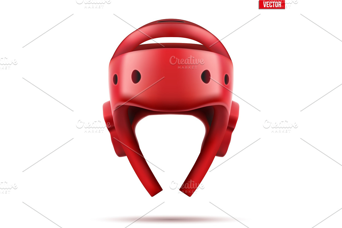 Red Taekwondo helmet in Illustrations - product preview 8
