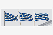 Set of Greece waving flag on isolate
