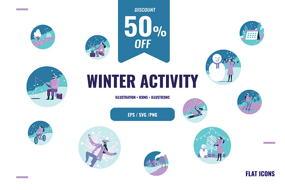 WINTER ACTIVITY ICONS in Icons - product preview 1