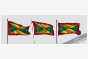 Set of Grenada waving flag vector