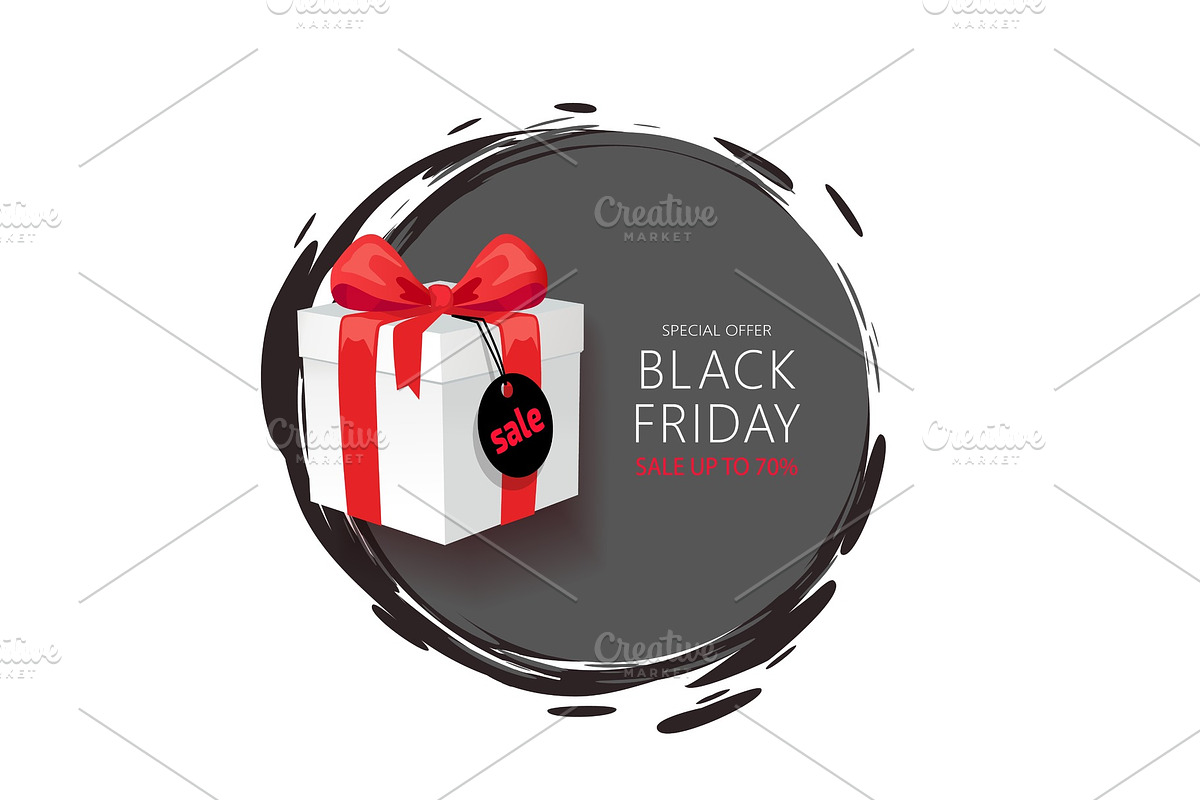 Black Friday Emblem, Gift Box with in Objects - product preview 8