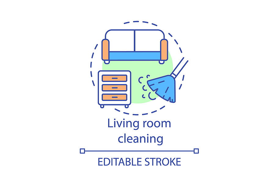 Living room cleaning concept icon