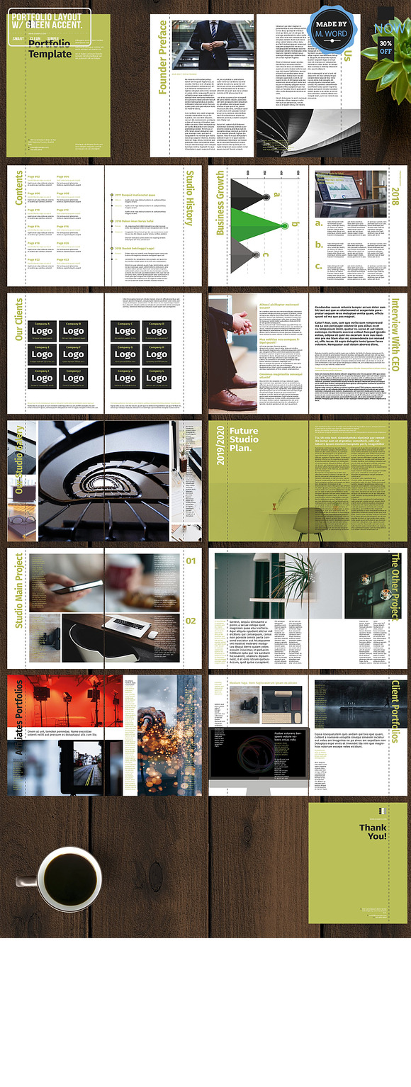 Portfolio Layout With Green Accent* in Magazine Templates - product preview 6