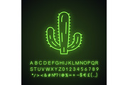 Mexican giant cactus neon light icon